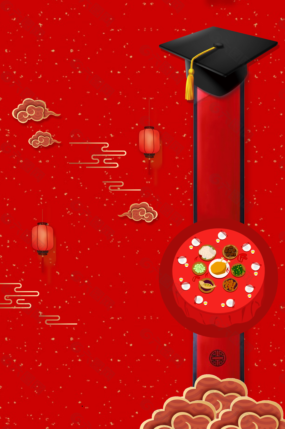 红色金榜题名中高考酒楼升学宴谢师宴背景
